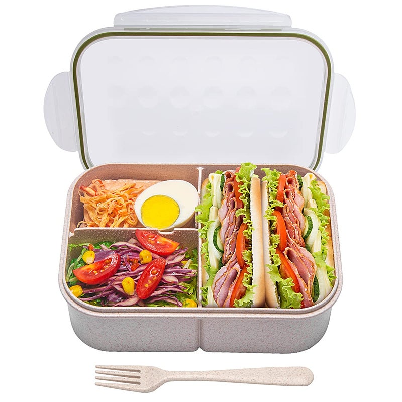 MISS BIG Bento BoxBento Box AdultLunch BoxIdeal Leak Proof Lunch ContainersNo BPAs and No Chemical Dyes Bento Lunch BoxDishwasher and Microwave Safe Lunch Containers for Adults1900ml White