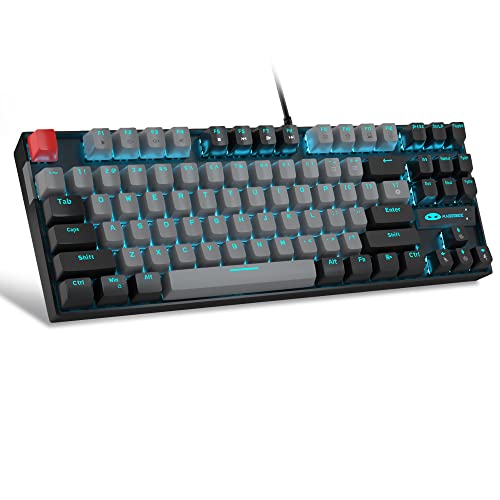 MageGee 75% Mechanical Gaming Keyboard, Blue Switch, LED Backlit, 87 Keys Compact TKL Wired Computer Keyboards for Windows Laptop PC Gamer - Grey/Black - Image 1