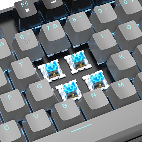 MageGee 75% Mechanical Gaming Keyboard, Blue Switch, LED Backlit, 87 Keys Compact TKL Wired Computer Keyboards for Windows Laptop PC Gamer - Grey/Black - Image 2