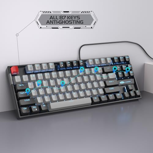 MageGee 75% Mechanical Gaming Keyboard, Blue Switch, LED Backlit, 87 Keys Compact TKL Wired Computer Keyboards for Windows Laptop PC Gamer - Grey/Black - Image 5