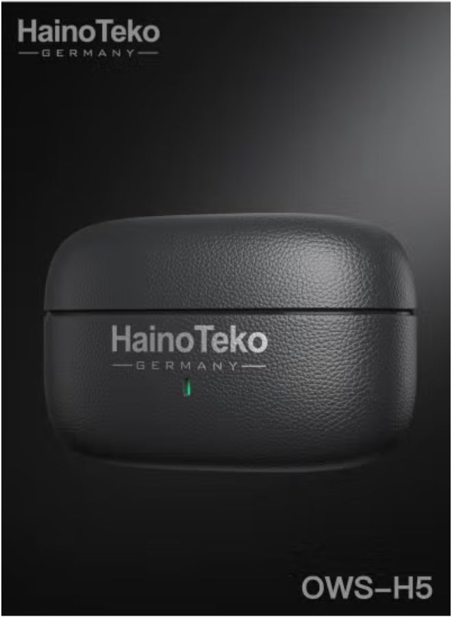 HainoTeko 🎧 OWS-H5 True Wireless Bluetooth Earphones Black with LED Light | 20 Hours Long Battery Life | Multi-Functional Touch Control | Comfortable & Secure Fit | High-Quality Sound for Music, Calls, Gaming | Compatible with iPhones, iPads & Android Devices - Image 2