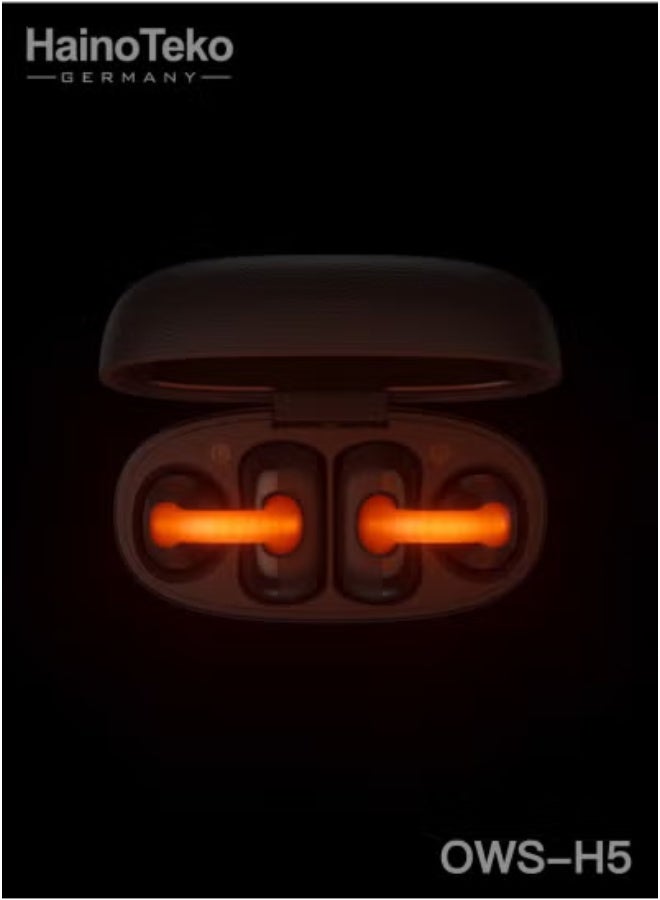 HainoTeko 🎧 OWS-H5 True Wireless Bluetooth Earphones Black with LED Light | 20 Hours Long Battery Life | Multi-Functional Touch Control | Comfortable & Secure Fit | High-Quality Sound for Music, Calls, Gaming | Compatible with iPhones, iPads & Android Devices - Image 4