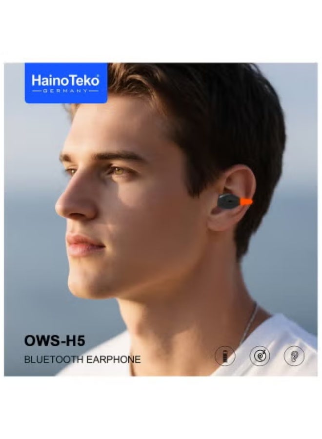 HainoTeko 🎧 OWS-H5 True Wireless Bluetooth Earphones Black with LED Light | 20 Hours Long Battery Life | Multi-Functional Touch Control | Comfortable & Secure Fit | High-Quality Sound for Music, Calls, Gaming | Compatible with iPhones, iPads & Android Devices - Image 5