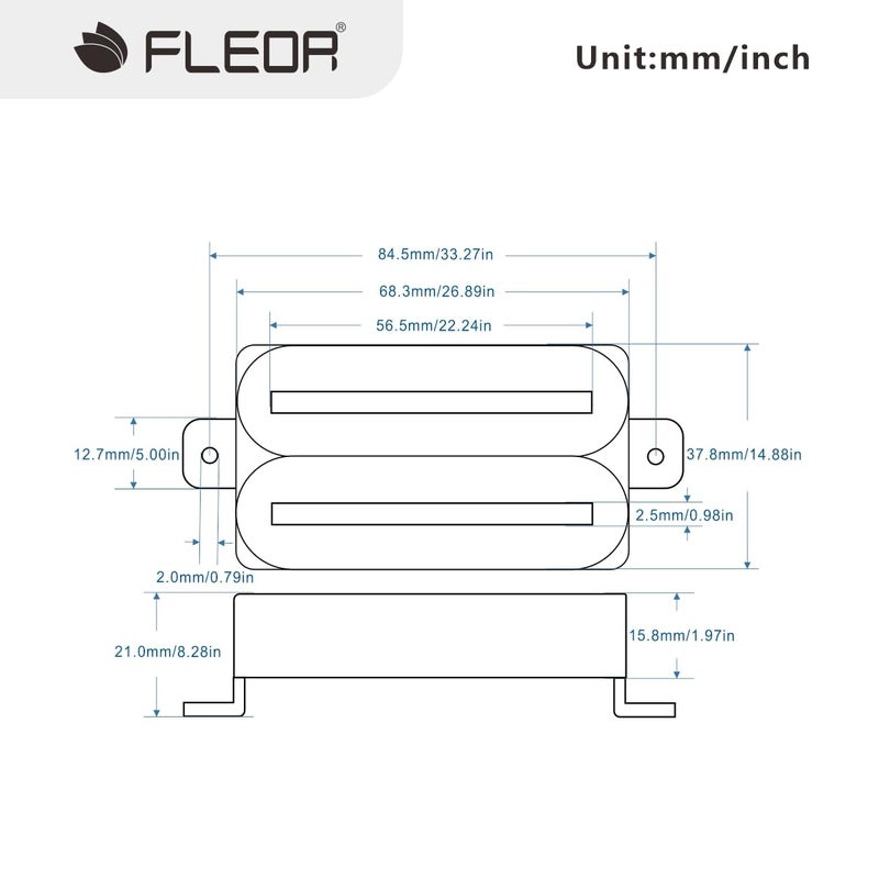 FLEOR High Output Bridge Pickup Hot Dual Rail Humbucker Pickups Ceramic Electric Guitar Pickup Humbucker, Black - Image 2