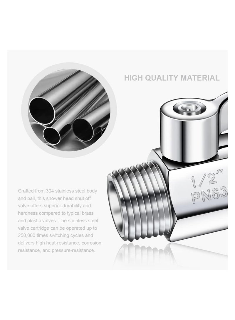 SYOSI Showerhead Shut Off Valve 304 Stainless Steel Mini Ball Valve(1/2" Female X Male) NPT Thread with Stainless Handle Water Flow Control Valve Regulator Shower Head Flow Control Valve - Image 3