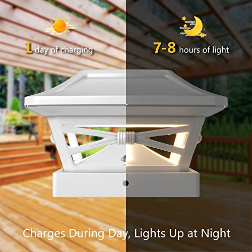 Davinci Lighting Renaissance Solar Outdoor Post Cap Lights - Includes Bases for 4x4 5x5 6x6 Posts - Bright LED Light - Pearl White (1 Pack) - Image 5