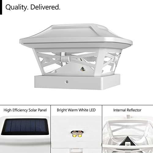 Davinci Lighting Renaissance Solar Outdoor Post Cap Lights - Includes Bases for 4x4 5x5 6x6 Posts - Bright LED Light - Pearl White (1 Pack) - Image 2