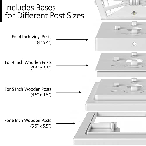 Davinci Lighting Renaissance Solar Outdoor Post Cap Lights - Includes Bases for 4x4 5x5 6x6 Posts - Bright LED Light - Pearl White (1 Pack) - Image 3