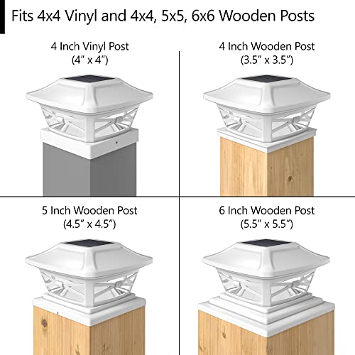 Davinci Lighting Renaissance Solar Outdoor Post Cap Lights - Includes Bases for 4x4 5x5 6x6 Posts - Bright LED Light - Pearl White (1 Pack) - Image 4