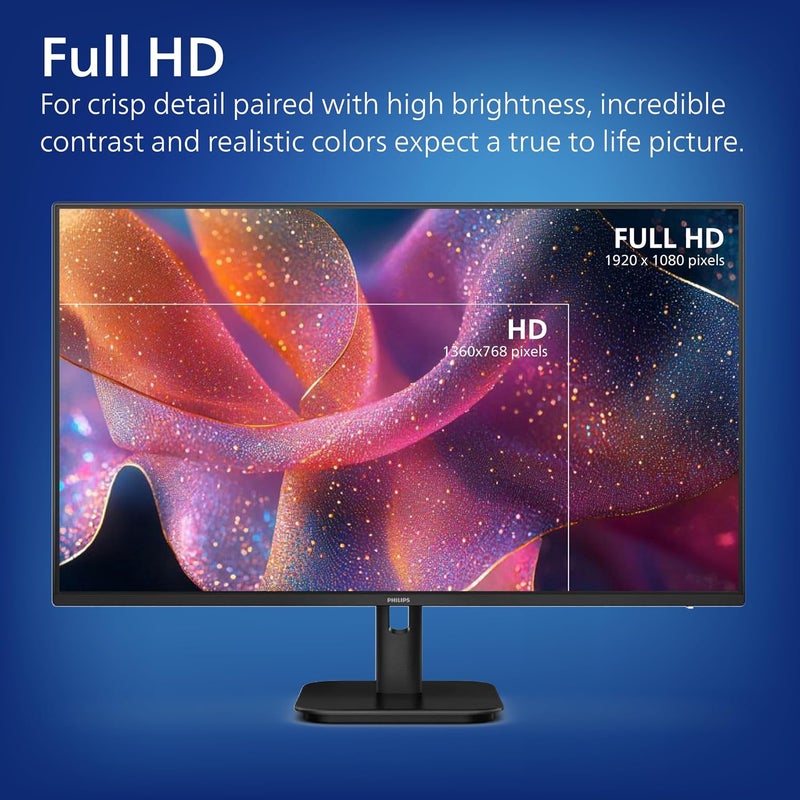 فيليبس 27 inch FHD, IPS Monitor, 120Hz Refresh Rate, 1ms Response Time, Adaptive Sync, LowBlue Mode, Flicker Free, Vesa mount, HDMI and VGA connectivity for Office & Home, Philips monitor, 27E1N2100D black - Image 5