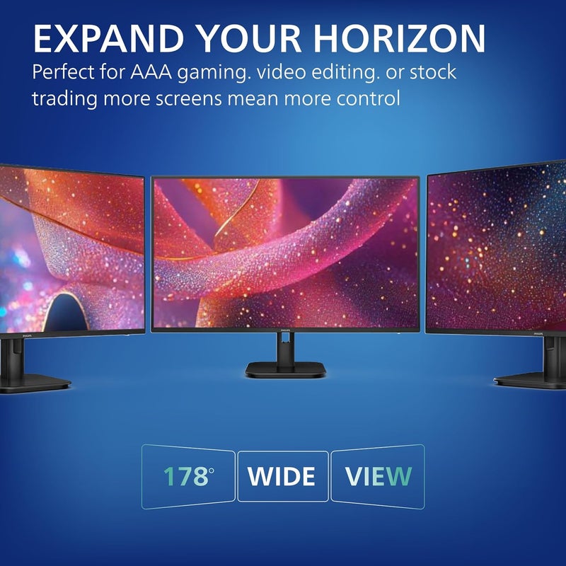 فيليبس 27 inch FHD, IPS Monitor, 120Hz Refresh Rate, 1ms Response Time, Adaptive Sync, LowBlue Mode, Flicker Free, Vesa mount, HDMI and VGA connectivity for Office & Home, Philips monitor, 27E1N2100D black - Image 3