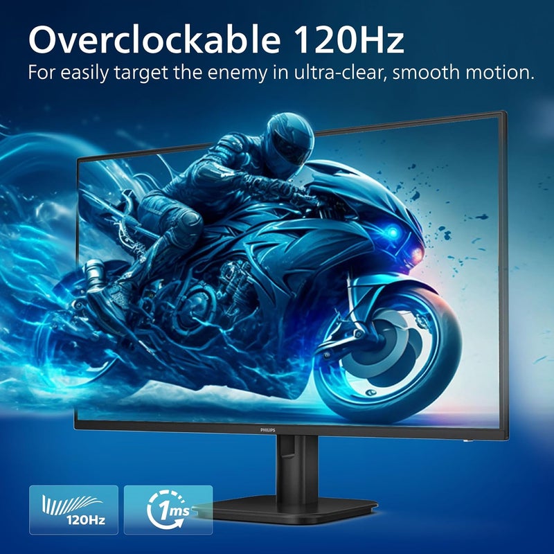 فيليبس 27 inch FHD, IPS Monitor, 120Hz Refresh Rate, 1ms Response Time, Adaptive Sync, LowBlue Mode, Flicker Free, Vesa mount, HDMI and VGA connectivity for Office & Home, Philips monitor, 27E1N2100D black - Image 2