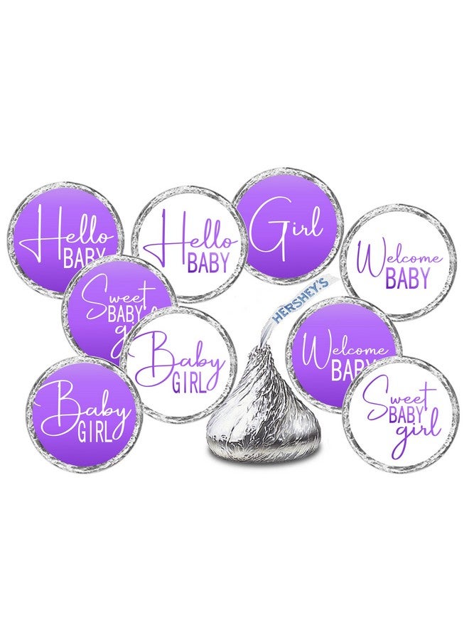RokAPary 216 Modern Baby Shower Purple Kisses Labels for Baby Shower Or Baby Sprinkle Party Or Event Decorations, Stickers, Wrappers, Favors, Its a Girl. Made in USA - Image 1