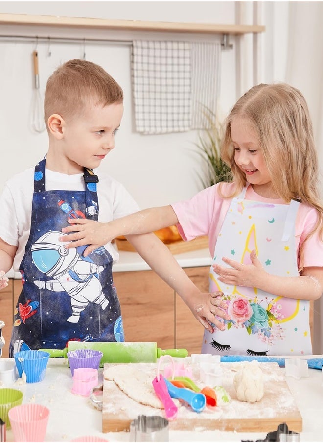 Wernnsai - Rainbow Unicorn Toddler Aprons - Kids Aprons for Girls Toddler Paint Art Smock Waterproof Cooking Baking Painting Gardening Artist Chef Apron for Kids Age 6-10 Years - Image 1