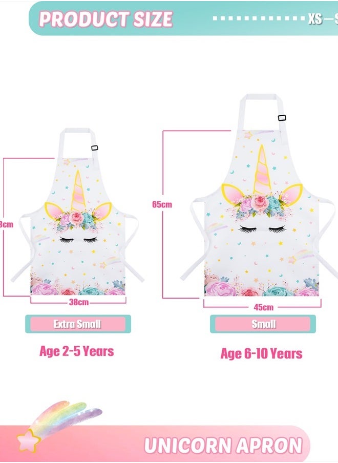 Wernnsai - Rainbow Unicorn Toddler Aprons - Kids Aprons for Girls Toddler Paint Art Smock Waterproof Cooking Baking Painting Gardening Artist Chef Apron for Kids Age 6-10 Years - Image 1