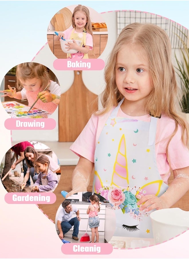 Wernnsai - Rainbow Unicorn Toddler Aprons - Kids Aprons for Girls Toddler Paint Art Smock Waterproof Cooking Baking Painting Gardening Artist Chef Apron for Kids Age 6-10 Years - Image 1