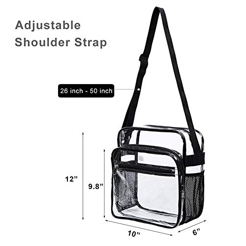 COVAX Clear Bag Stadium Approved, Clear Crossbody Messenger Shoulder Bag with Adjustable Strap for Concerts, Sports Events - Image 2