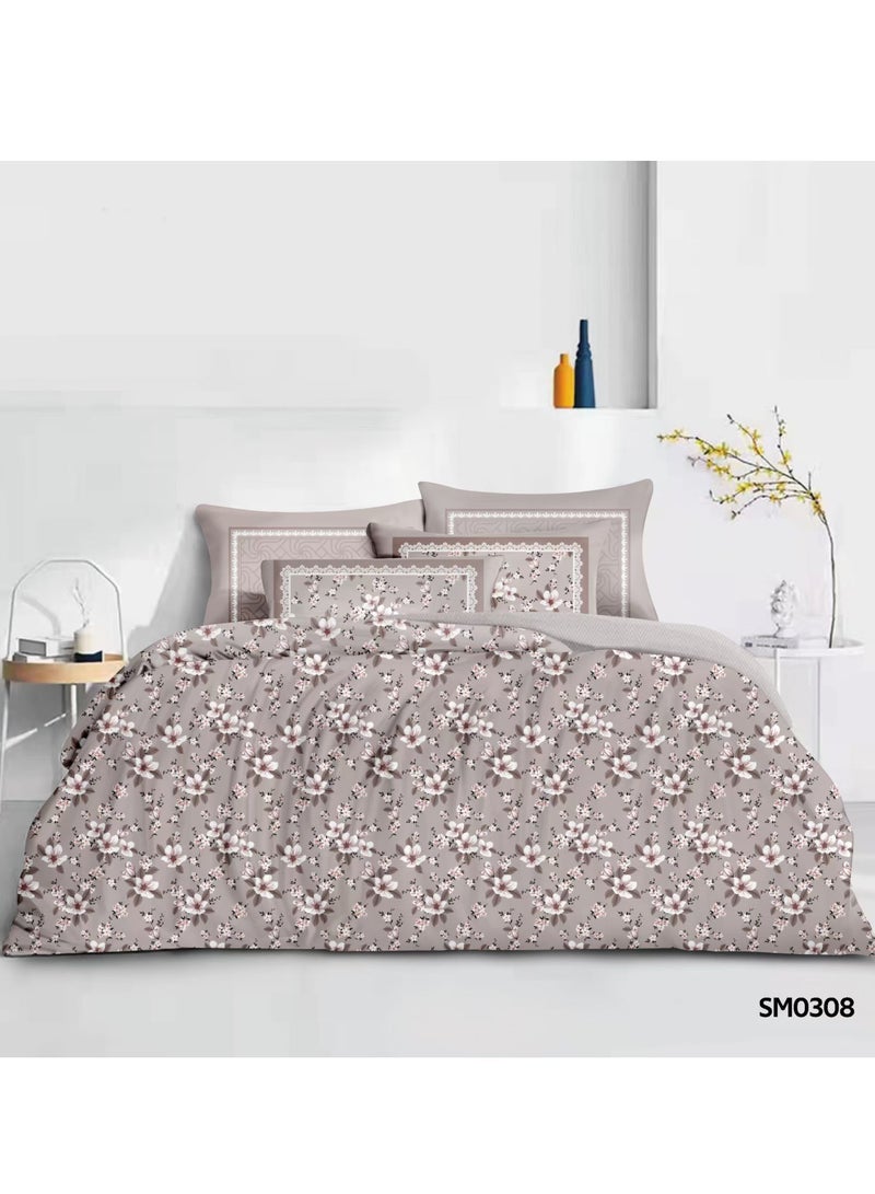 ShinyFlower Compressed Summer Quilt 4-Piece Set – Single Size 220x160cm –Printed Microfiber Fabric with 100% Pure Cotton Filling comforter– Soft Bedding Set - Image 1