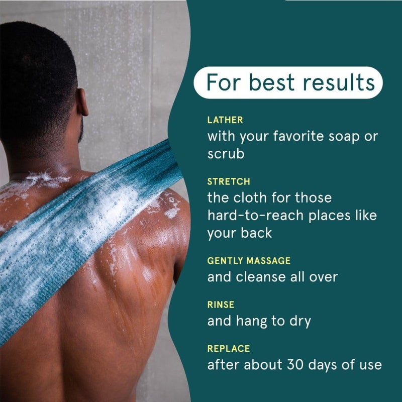 Clean Logic Body Exfoliating Cloth, Stretchy Sport Exfoliator Bath and Shower Washcloths Ideal for Post-Workout Cleanse, Daily Skincare Tool, 3 Count Value Pack - Image 4