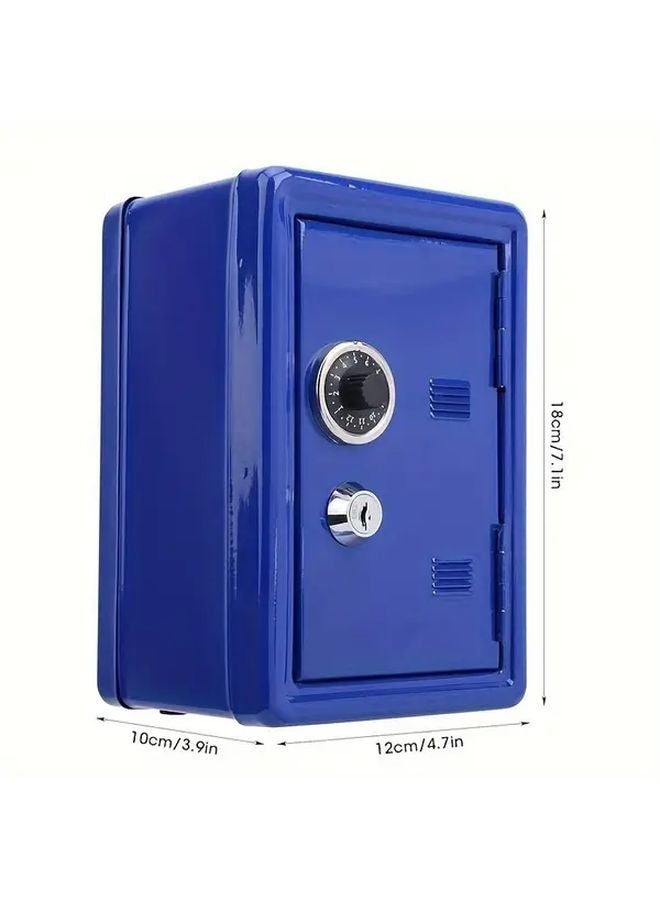 Blue Coin Box Heavy Duty Dual Key Safe Portable Vault For Cash Jewelry Valuables - Image 4