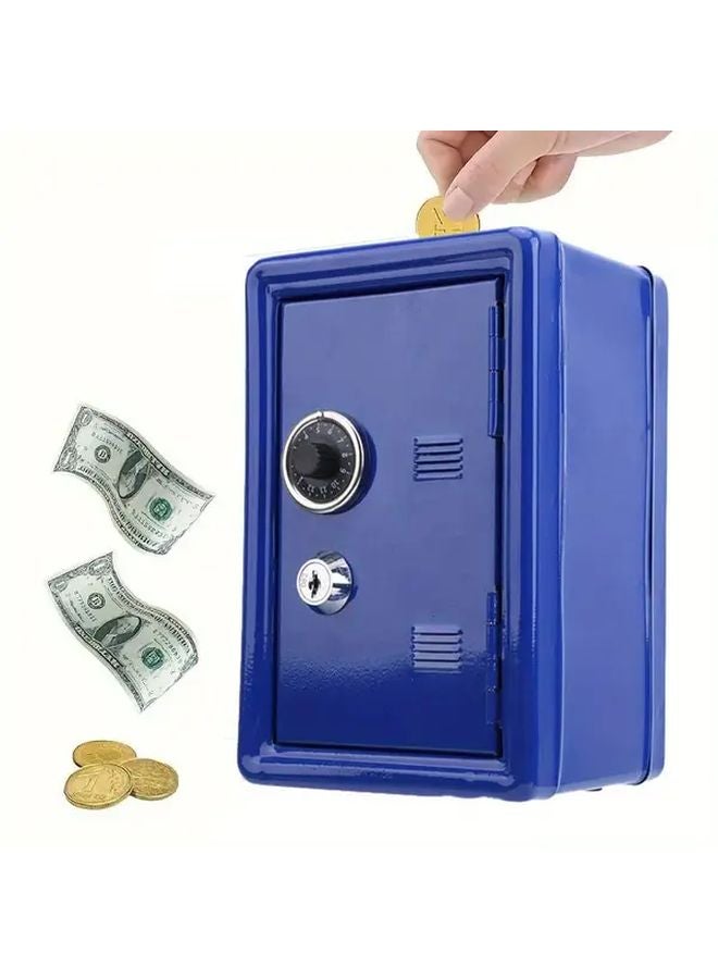 Blue Coin Box Heavy Duty Dual Key Safe Portable Vault For Cash Jewelry Valuables - Image 2