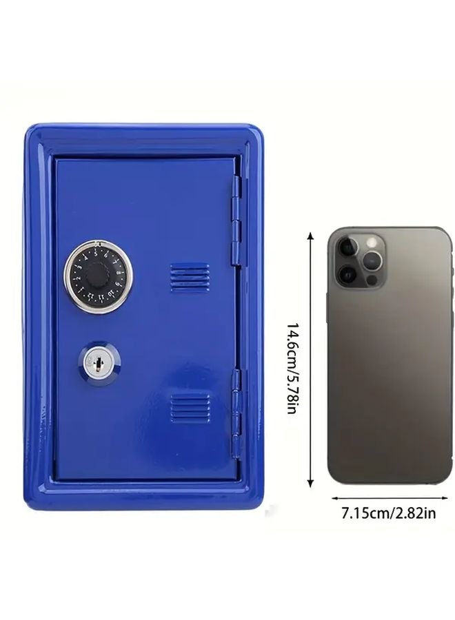 Blue Coin Box Heavy Duty Dual Key Safe Portable Vault For Cash Jewelry Valuables - Image 5