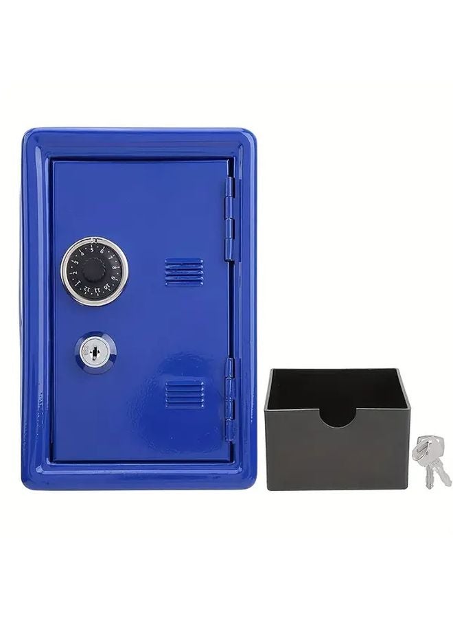 Blue Coin Box Heavy Duty Dual Key Safe Portable Vault For Cash Jewelry Valuables - Image 3