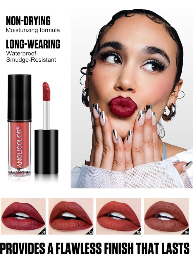 Anglicolor 12 Color Velvet Matte Lip Glaze Set, Waterproof and Durable, Non-Stick Cup, Nude Color, All Day Makeup Effect, Non Fading, Liquid Lipstick Set For Women (Set A) - Image 4