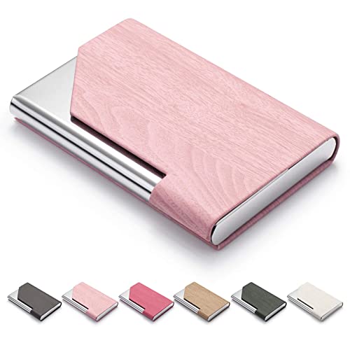 FACATH Business Card Holder for Women and Men, Business Card Case - PU Leather Business Card Case Credit Card ID Case/Wallet Pocket Business Name Card Holder with Magnetic Shut - Keep Cards Secure - Image 1
