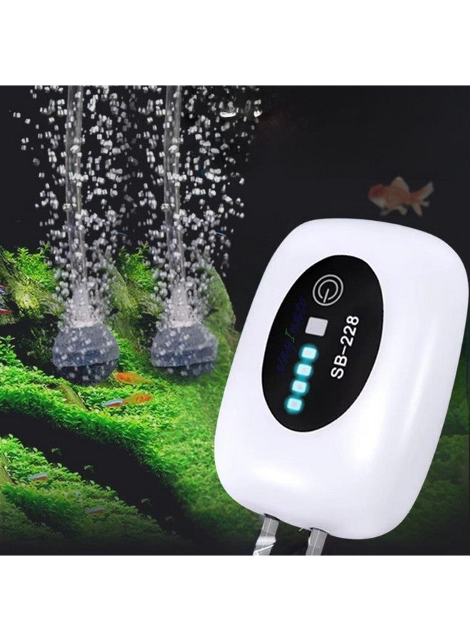 VAYINATO Sobo (SB-228 | 2W | 2 * 3L/Min) Dual Outlet Aquarium Battary Air Pump with Free Airtube and Airstone, Rechargeable and Portable, USB Type for Aquariums, Outdoor Fishing and Power Cut - Image 1