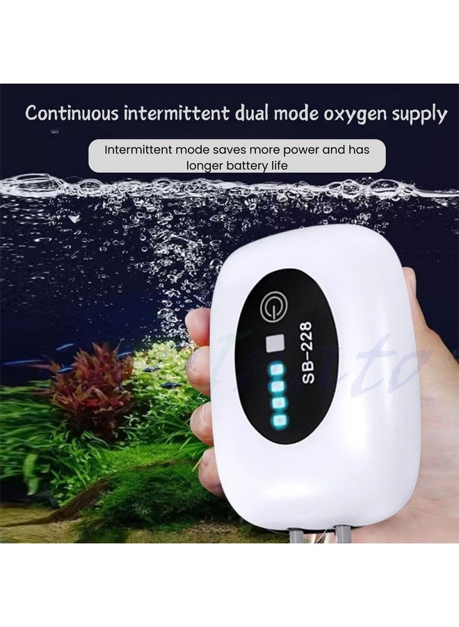 VAYINATO Sobo (SB-228 | 2W | 2 * 3L/Min) Dual Outlet Aquarium Battary Air Pump with Free Airtube and Airstone, Rechargeable and Portable, USB Type for Aquariums, Outdoor Fishing and Power Cut - Image 2