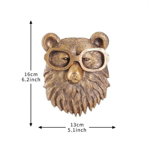 Joogour Head Wall Mount Decor,Resin Animal Sculptures，Art Deco Wall Hanging Decoration for Living Room Bedroom Officeroom Gift (Bear) - Image 2