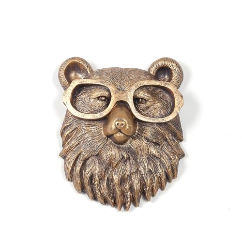 Joogour Head Wall Mount Decor,Resin Animal Sculptures，Art Deco Wall Hanging Decoration for Living Room Bedroom Officeroom Gift (Bear) - Image 1