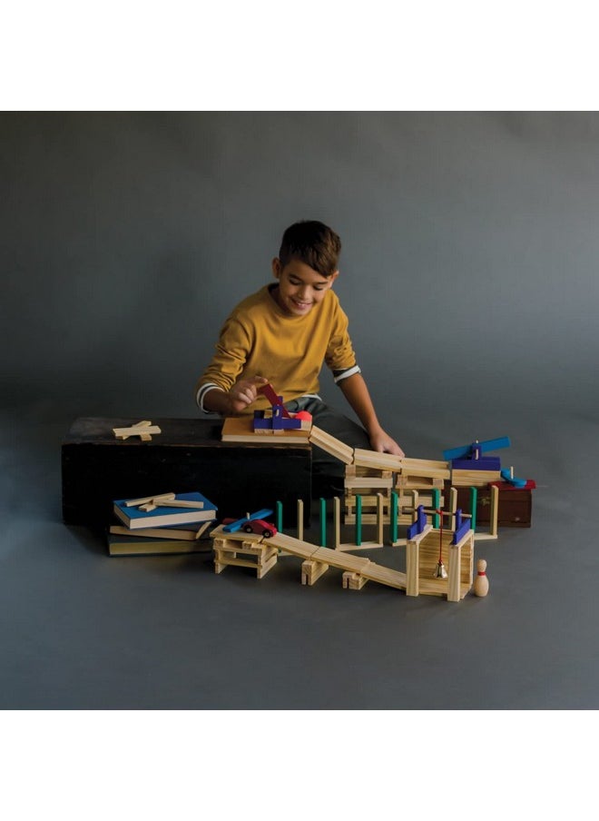 Mindware MindWare KEVA Contraptions Reactions Planks Building Toy - 178 KEVA Building Planks (191 Piece Set) - Free-Form Wood Building Set for Kids to Create Their Own Ball Maze - Ages 7 & Up  - Image 2