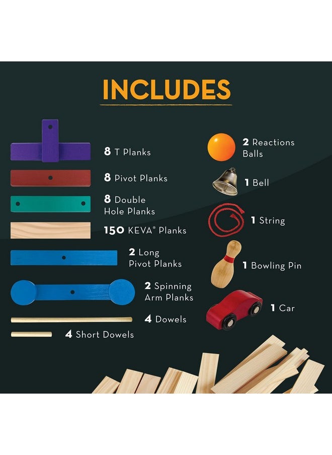 Mindware MindWare KEVA Contraptions Reactions Planks Building Toy - 178 KEVA Building Planks (191 Piece Set) - Free-Form Wood Building Set for Kids to Create Their Own Ball Maze - Ages 7 & Up  - Image 3