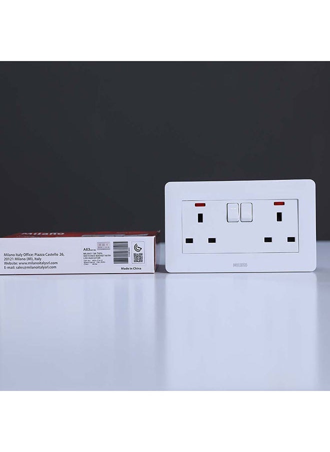 DANUBE HOME - Danube Home - Milano 13A Twin Socket With Switch & Led Indicator Wh Ps - Image 1