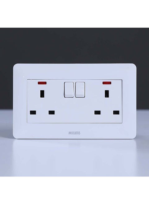 Danube Home - Milano 13A Twin Socket With Switch & Led Indicator Wh Ps