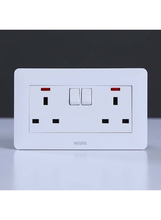 DANUBE HOME - Danube Home - Milano 13A Twin Socket With Switch & Led Indicator Wh Ps - Image 1