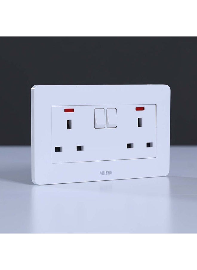 DANUBE HOME - Danube Home - Milano 13A Twin Socket With Switch & Led Indicator Wh Ps - Image 1