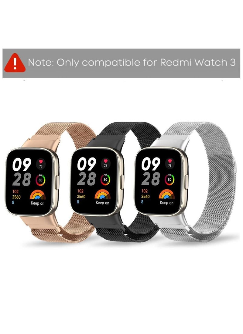 Generic - Milanese Stainless Steel Band Compatible with Xiaomi Redmi Watch 3 Magnetic Mesh Desing Metal Strap (Black) - Image 1