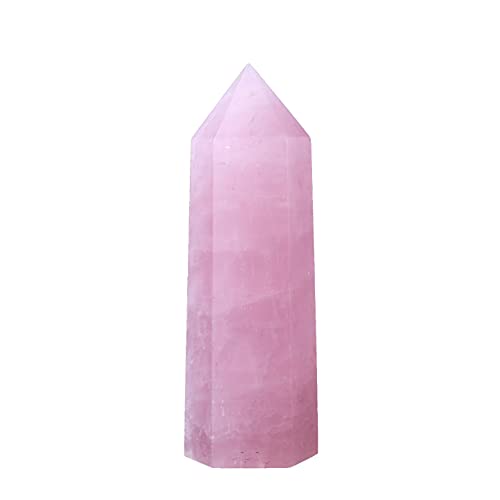 Runyangshi Runyangshi Large Rose Quartz Natural Healing Crystal Wand 4725 Crystals Tower 6 Faceted Single Point Crystal Prism Wand Natural Stones for Meditation Reiki Chakra Therapy Home Decor Gift 