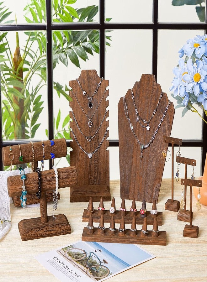 Jerify 13 Pcs Jewelry Displays Holder Set Wooden T Shape Necklace Bracelet Finger Ring Earring Display Stand for Home Jewelry Organizer Store Showcase Selling - Image 3