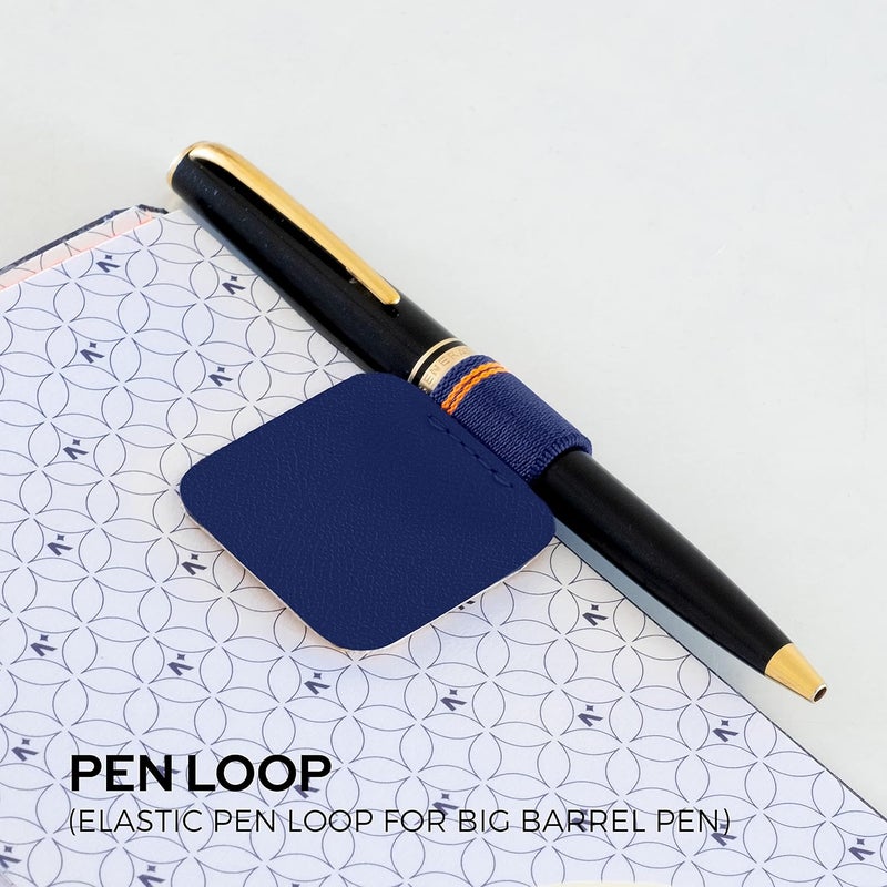 NEORAH — Pen Loop for diaries, planners , journals, notebooks, sketchbook | Pack of 2 | Self adhesive pen loop holder | Peel & Stick | Elastic Loop for pen even for big barrels | Durable vegan leatherette - Size (5.5 cm x 4 cm ) – Dark Blue - Image 3