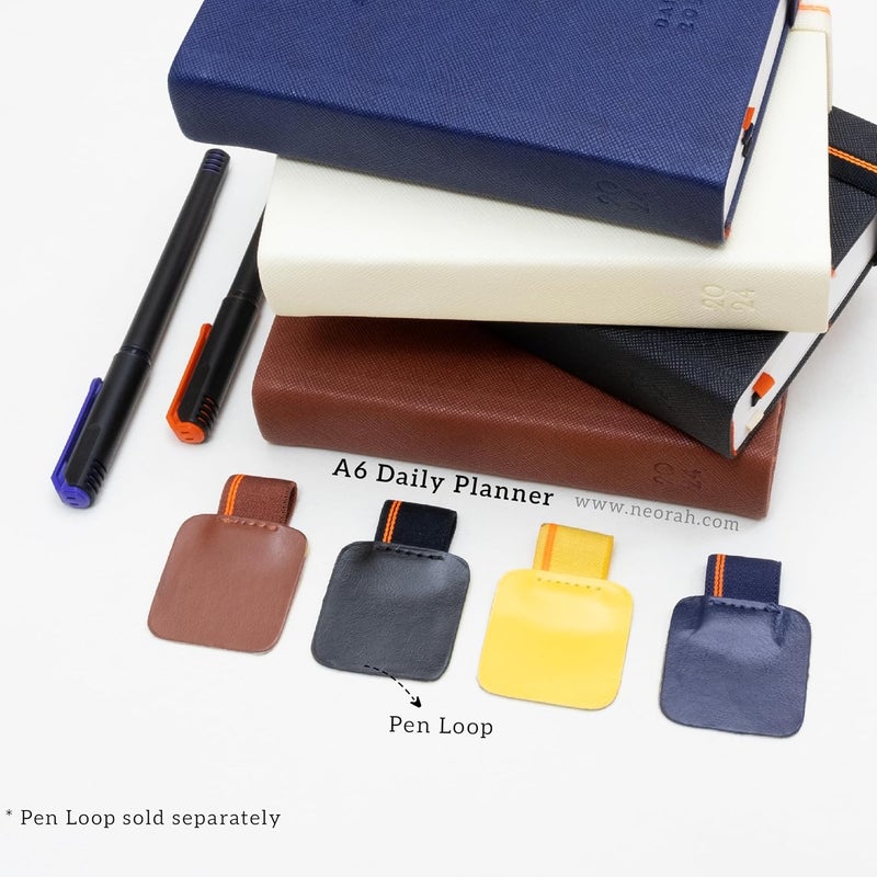 NEORAH — Pen Loop for diaries, planners , journals, notebooks, sketchbook | Pack of 2 | Self adhesive pen loop holder | Peel & Stick | Elastic Loop for pen even for big barrels | Durable vegan leatherette - Size (5.5 cm x 4 cm ) – Dark Blue - Image 5