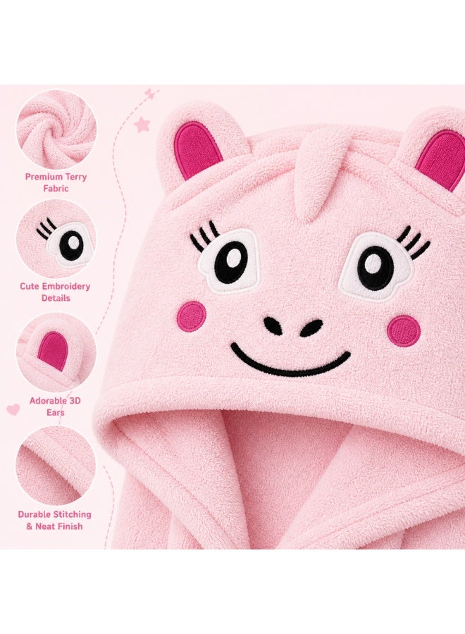 VELMORE Premium Kids Hooded Bathrobe – 100% Cotton Soft & Absorbent Towel Robe for Boys & Girls, Lightweight, Quick Dry, with Belt & Pockets (650 GSM) - 06 - 10 Y - Pink - Image 5