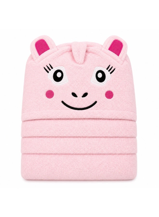 VELMORE Premium Kids Hooded Bathrobe – 100% Cotton Soft & Absorbent Towel Robe for Boys & Girls, Lightweight, Quick Dry, with Belt & Pockets (650 GSM) - 06 - 10 Y - Pink - Image 3