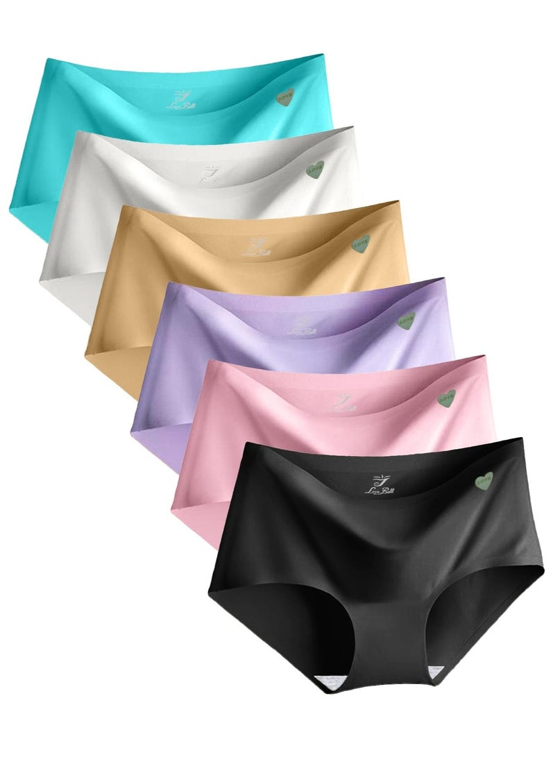 Love Bell LOVE BELL Women's 6 Pack Seamless Panty - Invisible, Soft & Smooth Fit Underwear for Ladies. (UAE/KSA, Alpha, XXL, Regular, Regular, Classic Plain with Heart - 6 Pcs Pack) - Image 1