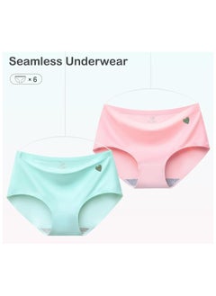 Love Bell LOVE BELL Women's 6 Pack Seamless Panty - Invisible, Soft & Smooth Fit Underwear for Ladies. (UAE/KSA, Alpha, XXL, Regular, Regular, Classic Plain with Heart - 6 Pcs Pack)  - Image 2