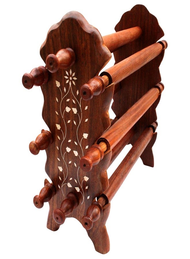 ITOS365 Handmade Wooden Bangle Holder Stand for Women | 12 Inch Carved Jewellery Organizer | Durable Bracelet & Bangle Storage Display | Traditional Handcrafted Wooden Jewelry Stand - Image 1