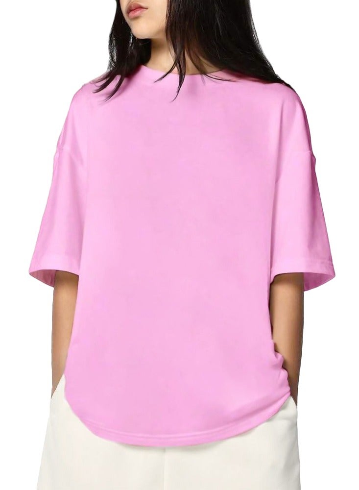 Nileton Oversized T- Shirt for Girls & Teens - Cotton - Drop shoulder Half Sleeves Top For Kids - Loose Top Tees  - Image 1
